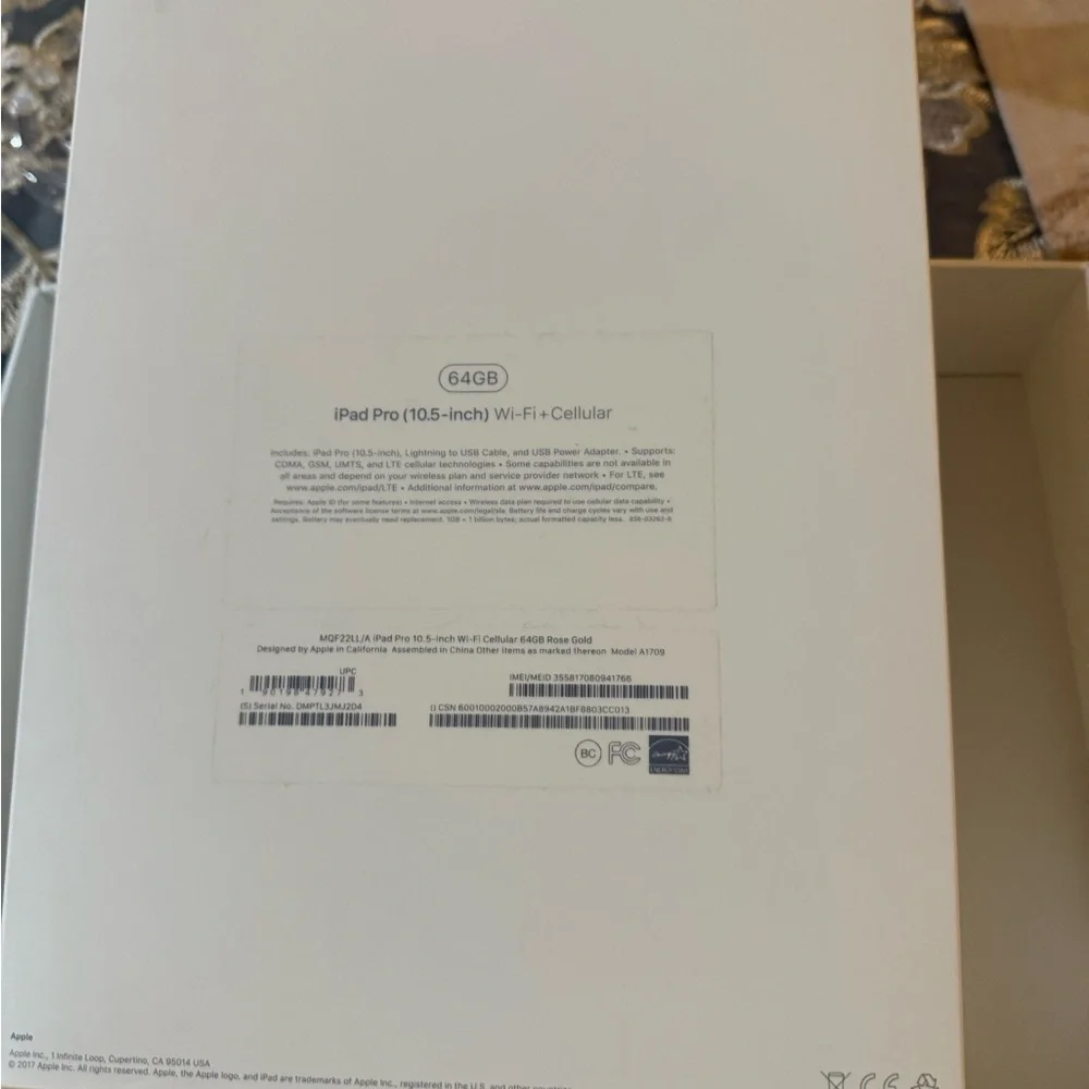 Empty apple iPad Pro box 10.5- inch BOX ONLY